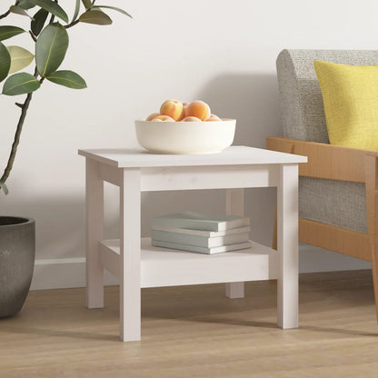Mesa De Centro De Madera Maciza De Pino Blanco 45x45x40 Cm_2