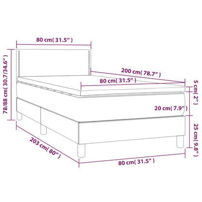 Cama Box Spring Con Colchón Tela Y Led Gris Claro 80x200 Cm / Vetonek_4