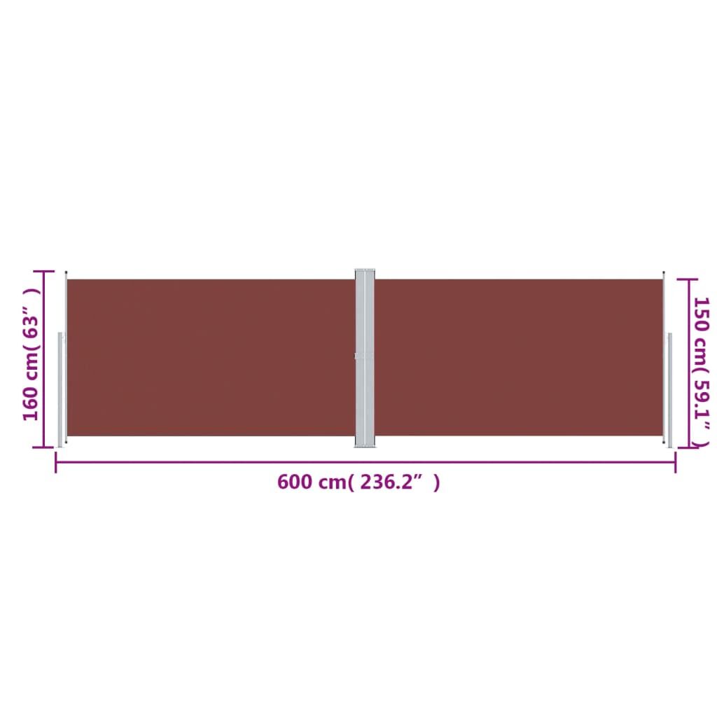 Vidaxl Toldo Lateral Retráctil Marrón 160x600 Cm_2