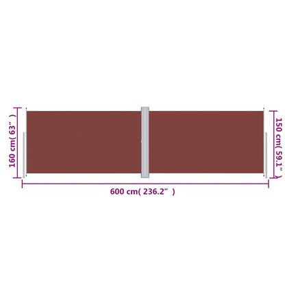 Vidaxl Toldo Lateral Retráctil Marrón 160x600 Cm_2