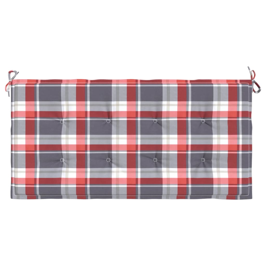Vidaxl Cojín De Banco De Jardín Tela Oxford A Cuadros Rojo 120x50x3 Cm_3
