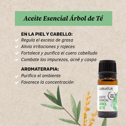 Aceite Esencial de Árbol del Té 100% Puro Labnatur 10 ml | Purificante | Piel, Cabello, Uñas y Pies | Vegano_1