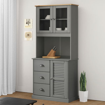 Armario Superior Tocador Vigo Madera De Pino Gris 78x30x100 Cm / Vetonek_1