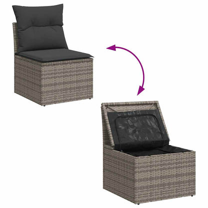 Set De Sofás De Jardín Con Cojines 9 Pzas Ratán Sintético Gris / Vetonek_4