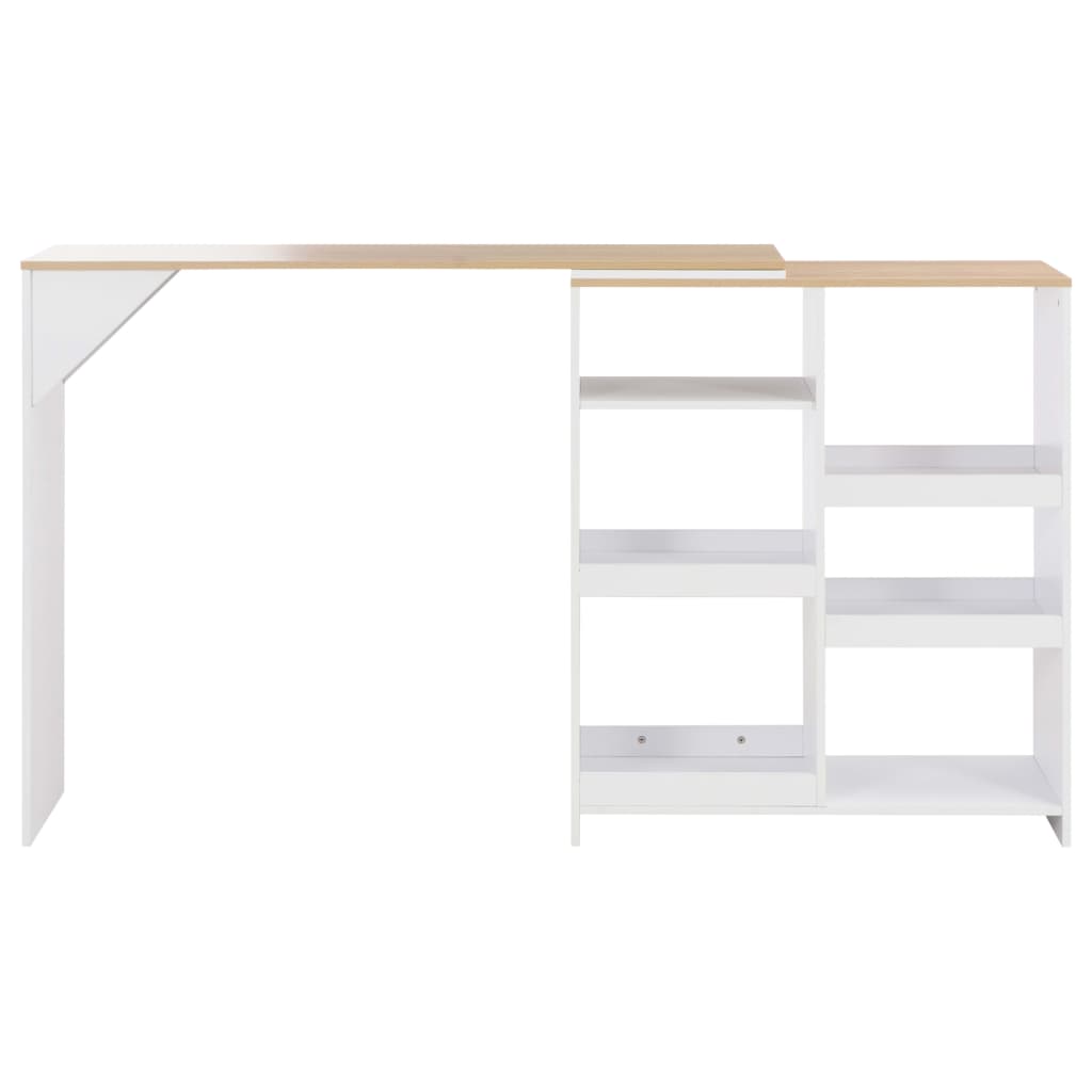 Mesa Alta De Bar Con Estante Móvil Blanca 138x39x110 Cm_1