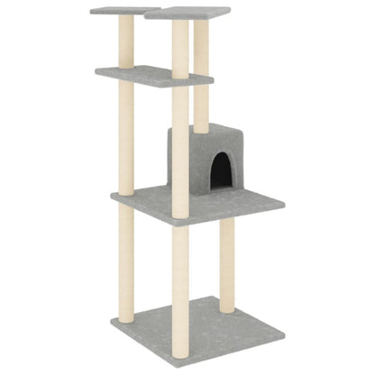 Vidaxl Rascador Para Gatos Con Postes De Sisal Gris Claro 123 Cm_0
