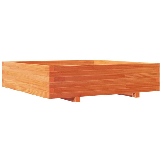 Jardinera De Madera Maciza De Pino Marrón Cera 100x100x26,5 Cm_0
