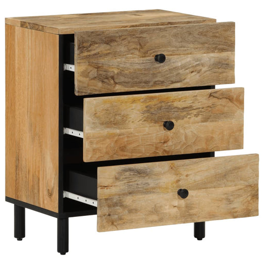 Mesita De Noche Madera Maciza De Mango 50x33x60 Cm_0
