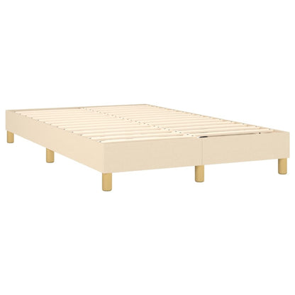 Cama Box Spring Con Colchón Y Led Tela Crema 120x200 Cm / Vetonek_3