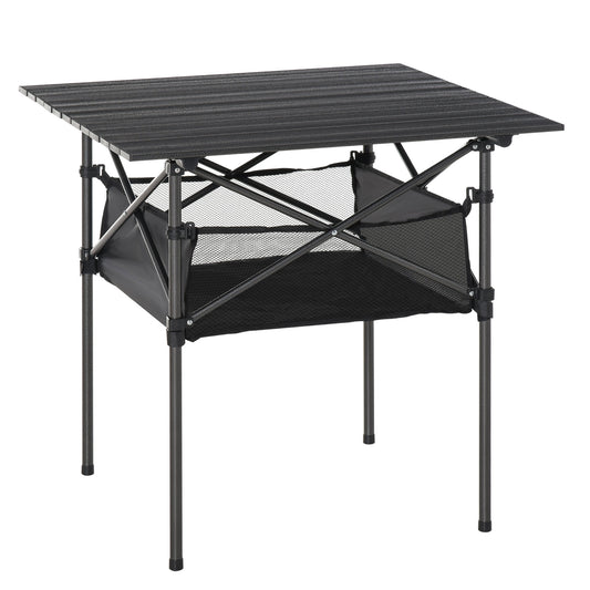 Outsunny Mesa De Camping Plegable Con Almacenaje De Malla Bolsa De Transporte_0