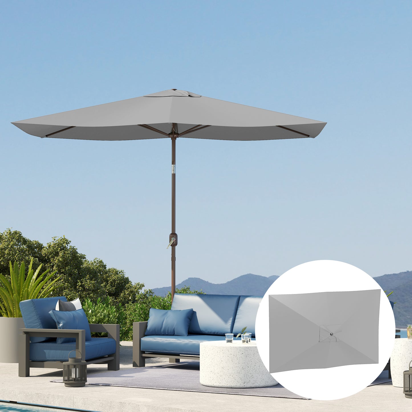 Outsunny Toldo De Recambio De Sombrilla De 3x2 M Con Ventilación Superior Gris_3
