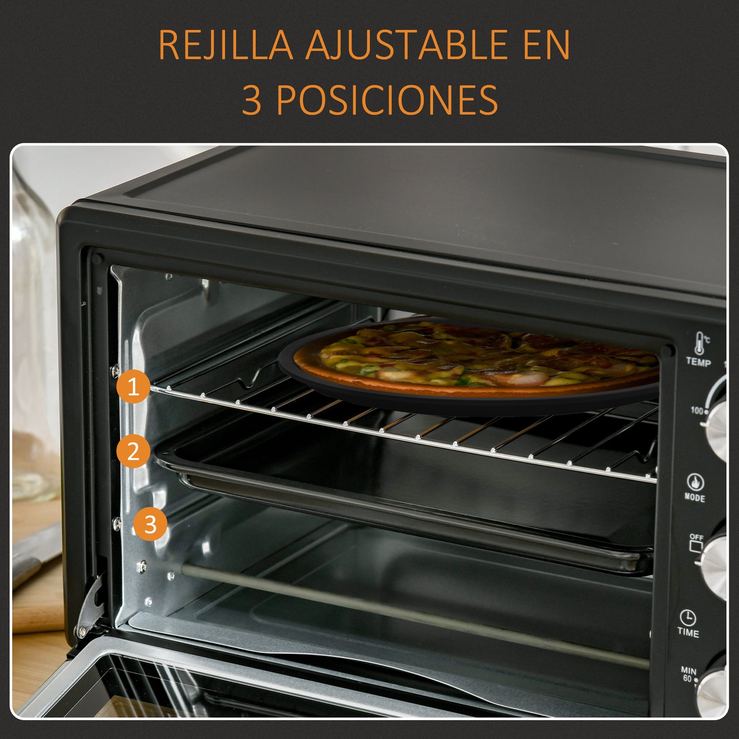 Homcom Horno Eléctrico De Sobremesa De 21l 1400w Con Temporizador Negro_4