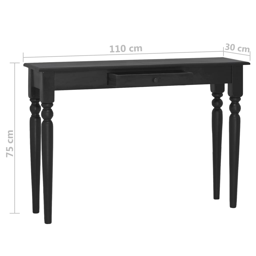 Mesa Consola De Madera Maciza De Caoba Negro Claro 110x30x75 Cm_4