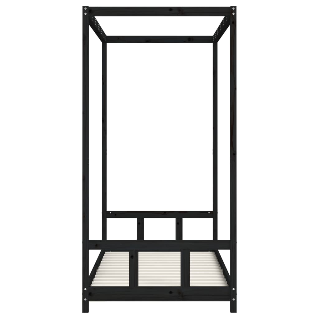 Estructura De Cama Para Niños Madera De Pino Negro 90x190 Cm / Vetonek_5