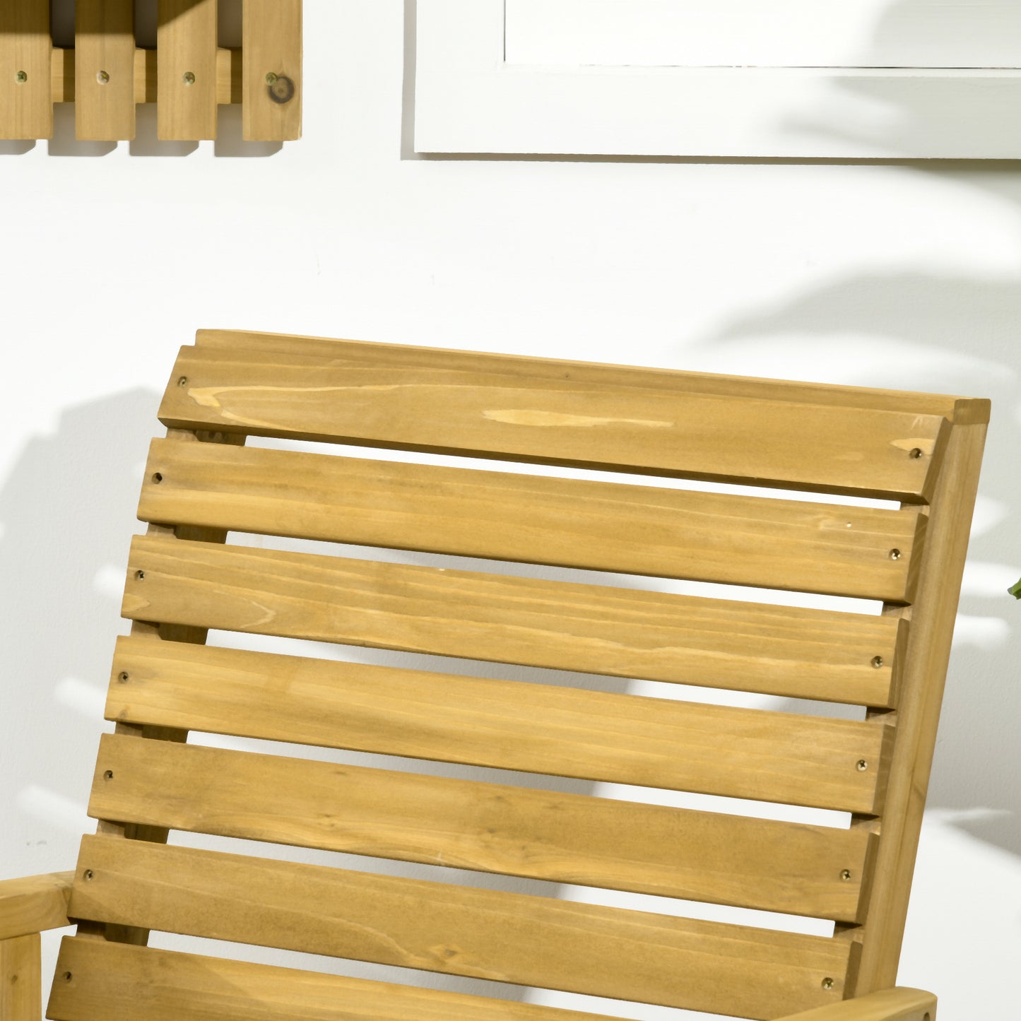 Outsunny Silla Mecedora De Madera Con Reposabrazos Y Diseño Listones Natural_4