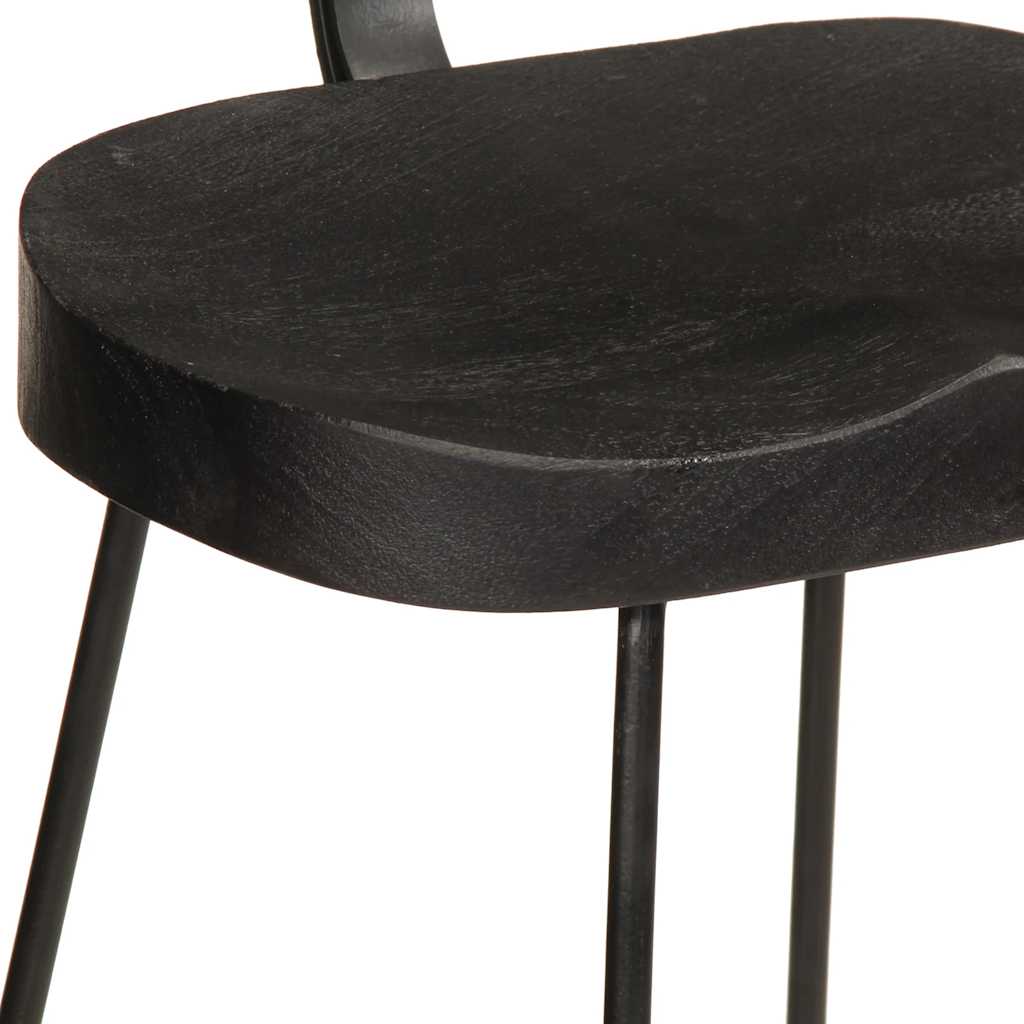 Taburetes De Barra 2 Uds Negro 49x43x103 Cm Madera Maciza Mango_4