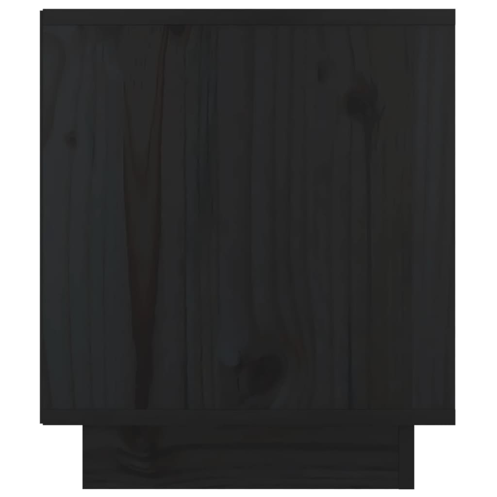 Mesita De Noche De Madera Maciza De Pino Negro 40x34x40 Cm_4