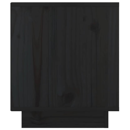 Mesita De Noche De Madera Maciza De Pino Negro 40x34x40 Cm_4
