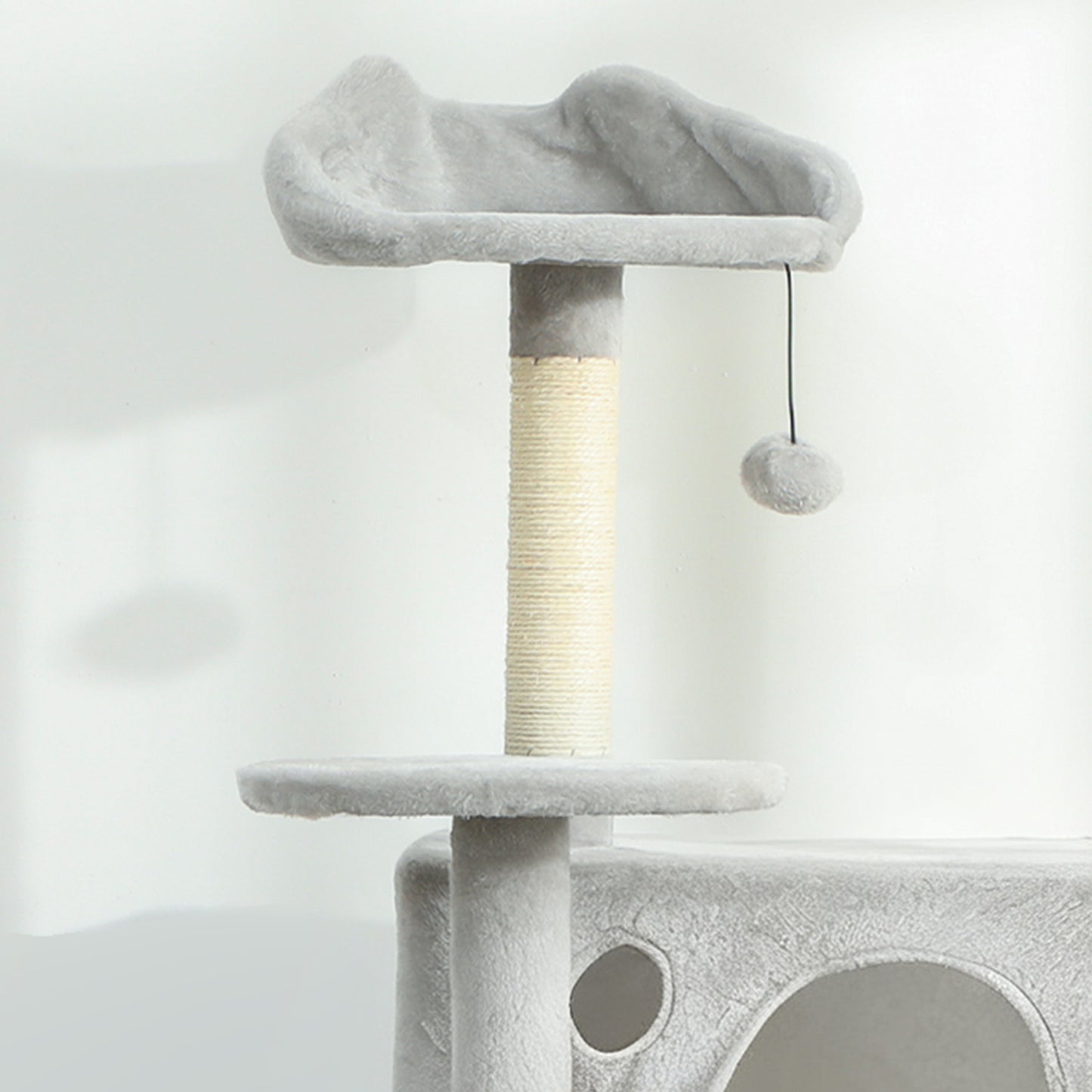Pawhut Árbol Rascador Para Gatos 160 Cm Con Múltiples Plataformas Gris Claro_4