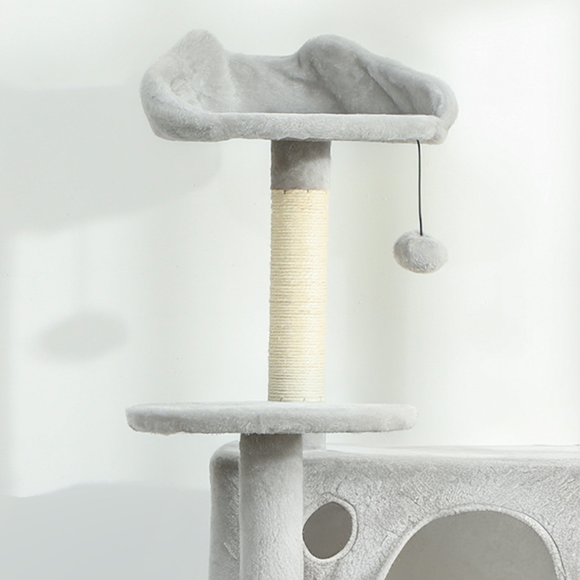 Pawhut Árbol Rascador Para Gatos 160 Cm Con Múltiples Plataformas Gris Claro_4