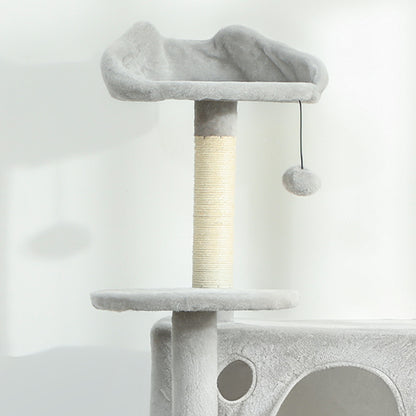 Pawhut Árbol Rascador Para Gatos 160 Cm Con Múltiples Plataformas Gris Claro_4