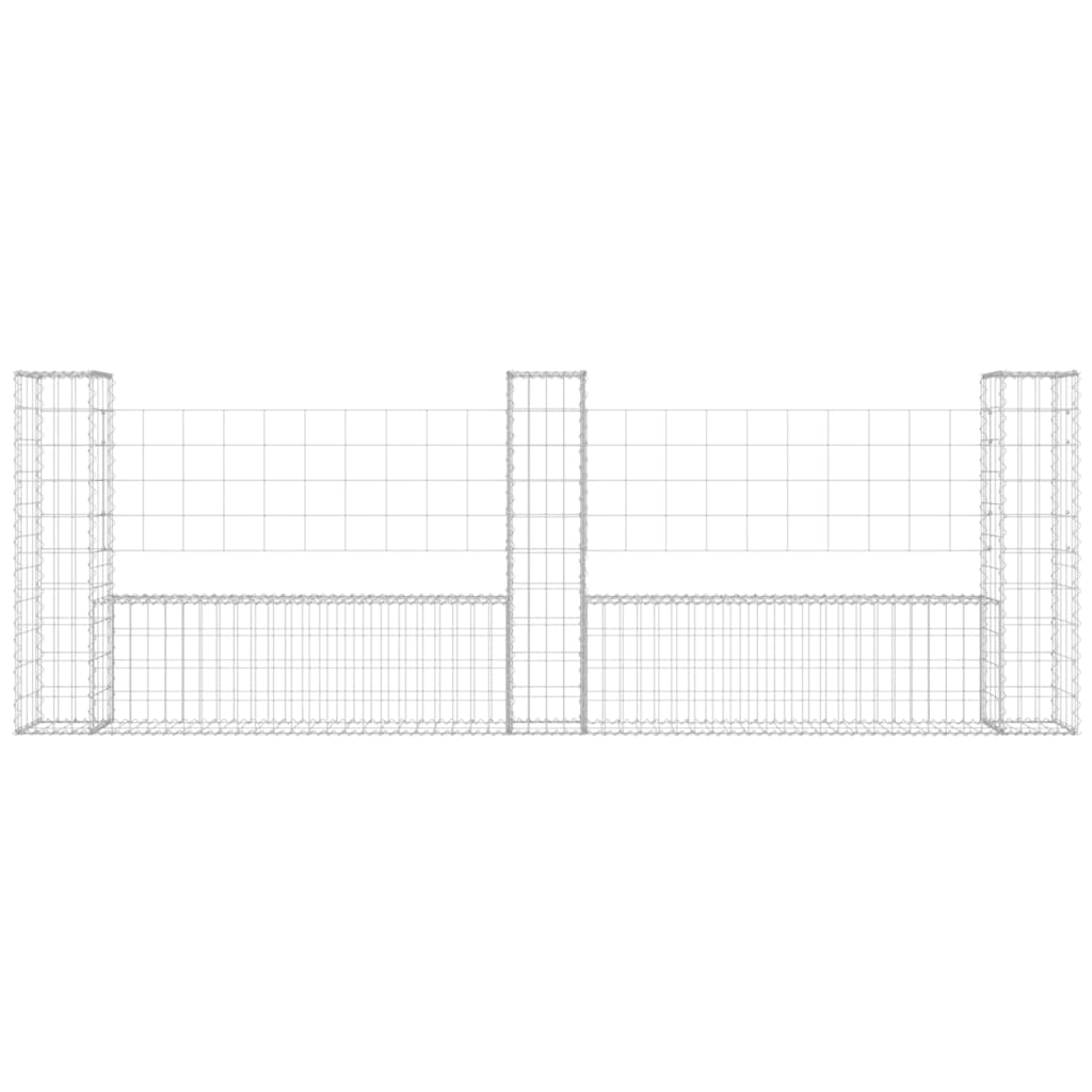 Cesta De Gaviones Forma De U 3 Postes De Hierro 260x20x100 Cm / Vetonek_1