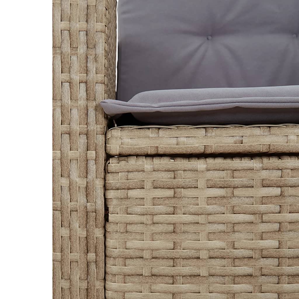 Set Comedor De Jardín 7 Pzas Con Cojines Ratán Sintético Beige / Vetonek_1
