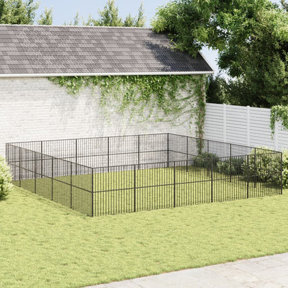 Vidaxl Corralito Para Perros Con 20 Paneles Acero Galvanizado Negro_1