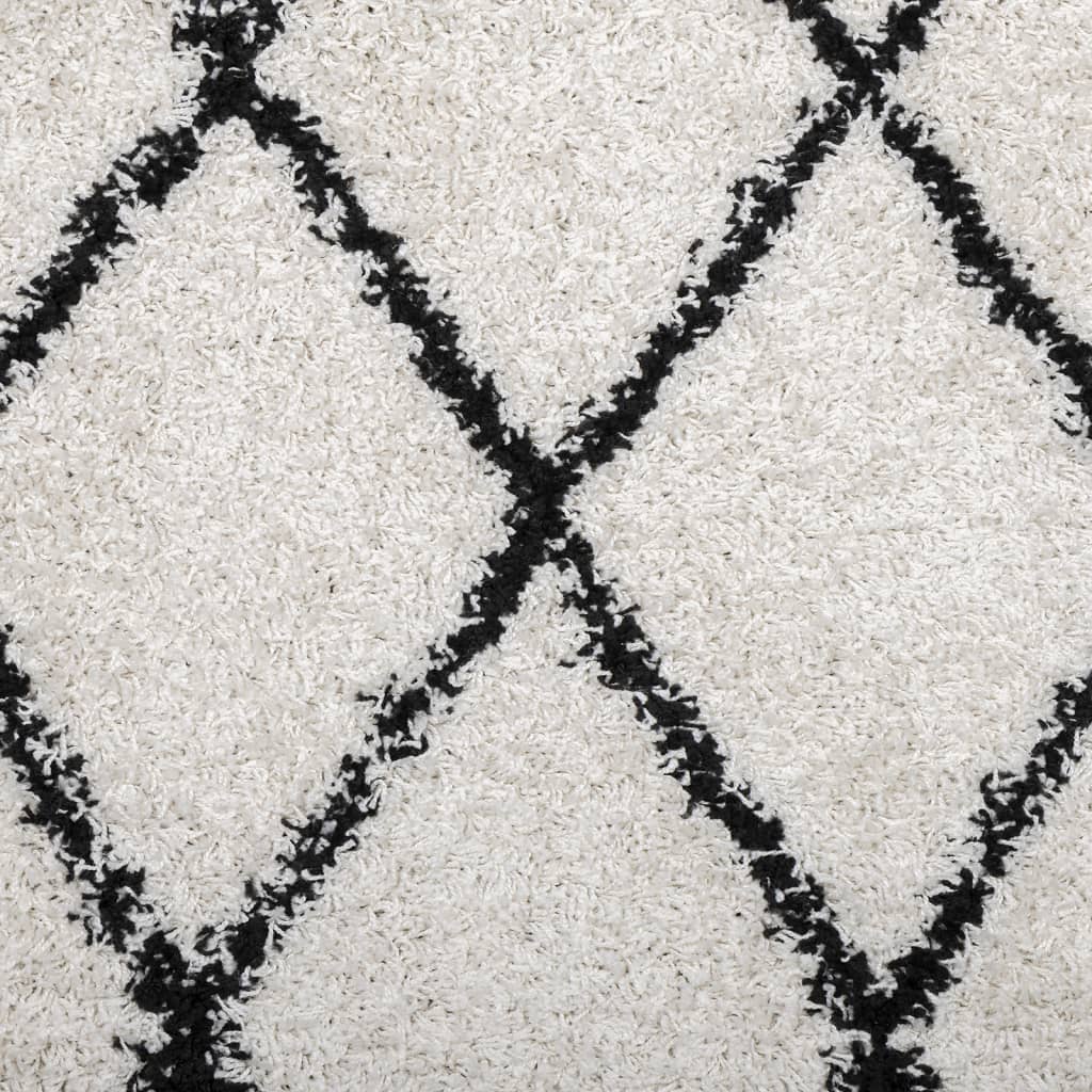 Alfombra De Pelo Largo Moderna Pamplona Crema Y Negro 80x200 Cm / Vetonek_5