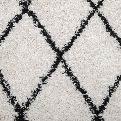 Alfombra De Pelo Largo Moderna Pamplona Crema Y Negro 80x200 Cm / Vetonek_5