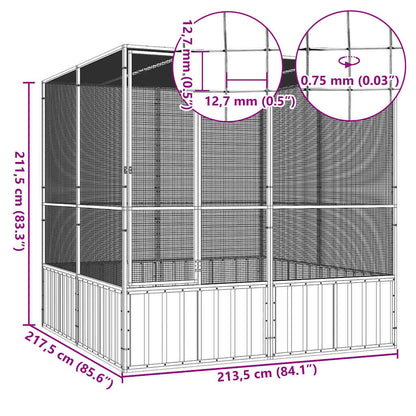Vidaxl Jaula Pájaros Acero Galvanizado Antracita 213,5x217,5x211,5 Cm_2