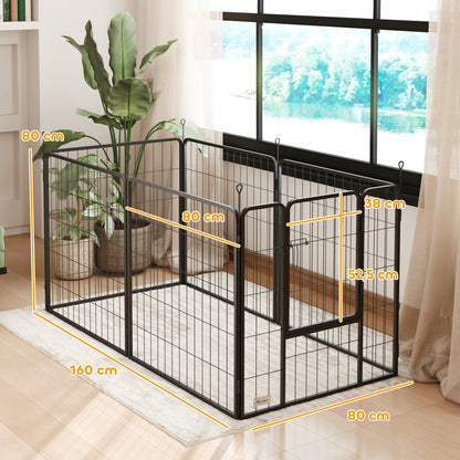 Pawhut Parque Para Perros De 6 Paneles De 80 Cm De Altura Con Puerta Negro_2