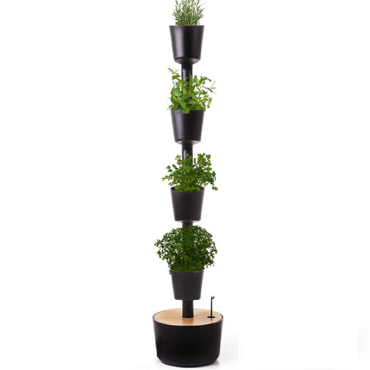 Huerto Vertical De Interior Citysens 4 Macetas Con Autorriego Y Semillas Aromáticas– Negro, Polipropileno 100% Reciclado_0
