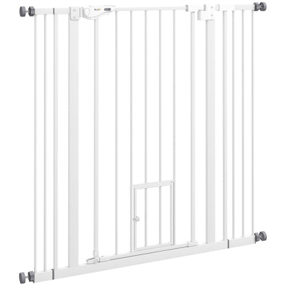 Pawhut Barrera De Seguridad Para Perros Con 1 Puerta 74-101x104,1 Cm Blanco_0