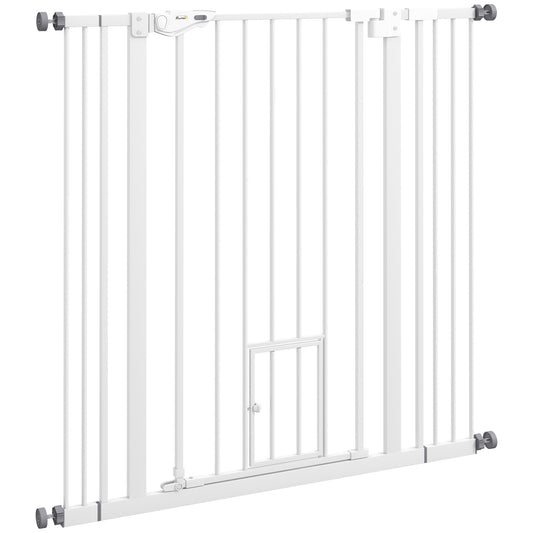 Pawhut Barrera De Seguridad Para Perros Con 1 Puerta 74-101x104,1 Cm Blanco_0