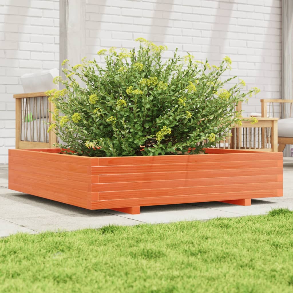 Jardinera De Madera Maciza De Pino Marrón Cera 110x110x26,5 Cm_2