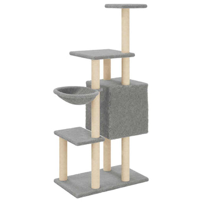 Rascador Para Gatos Con Postes De Sisal Gris Claro 131 Cm_5