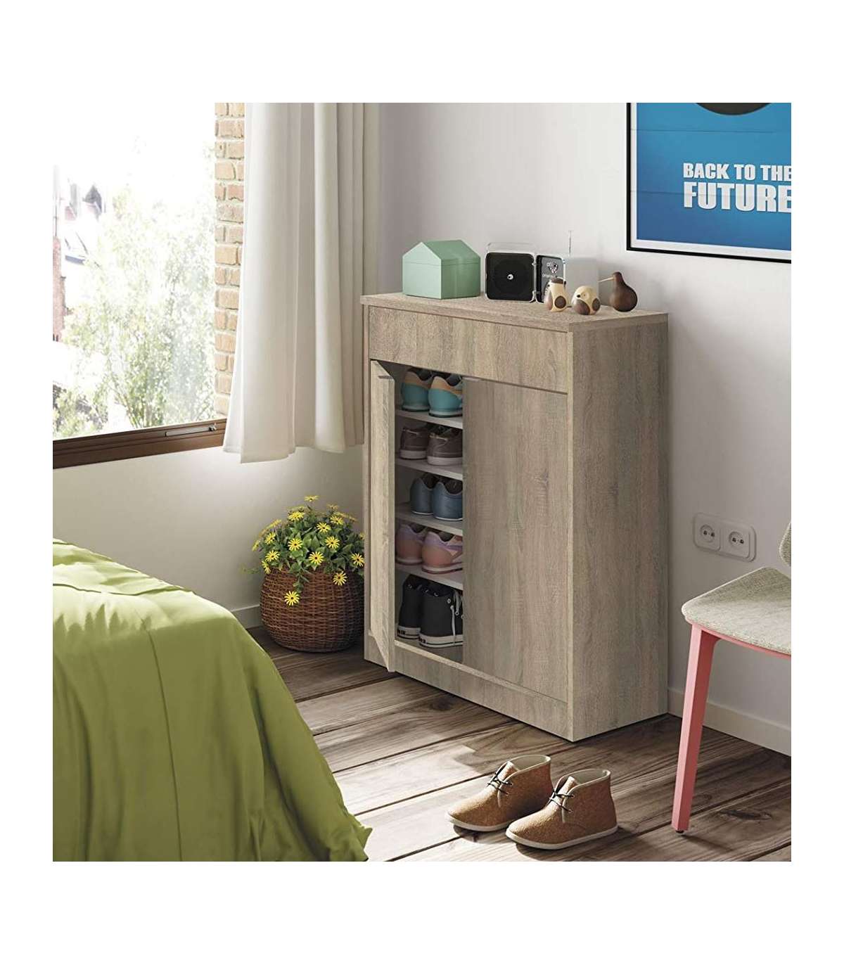 Armario Zapatero Berlin En Roble Cambrian. 75 Cm(ancho) 101 Cm(altura) 36 Cm(fondo)_1