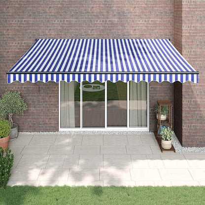 Toldo Retráctil Aluminio Y Tela Azul Y Blanco 4,5x3 M_1