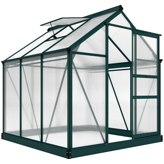 Outsunny Invernadero De Jardín 2x2 M Policarbonato Aluminio Protección Uv30_0