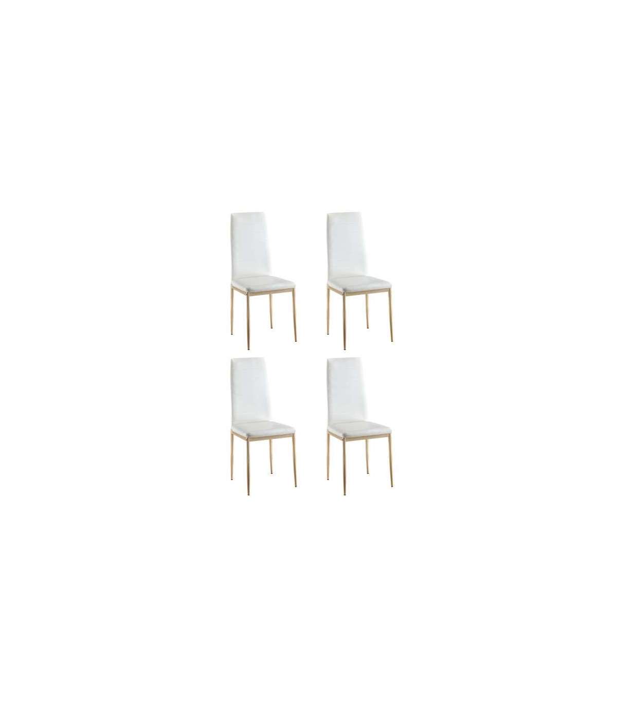 Pack De 4 Sillas Md-galera Tapizadas En Tejido Pu Blanco, 93cm(alto) 43cm(ancho) 42.5cm(la_0