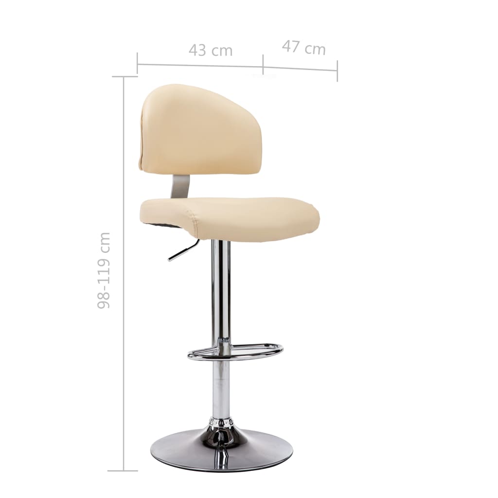 Taburete De Cocina Cuero Sintético Color Crema_5