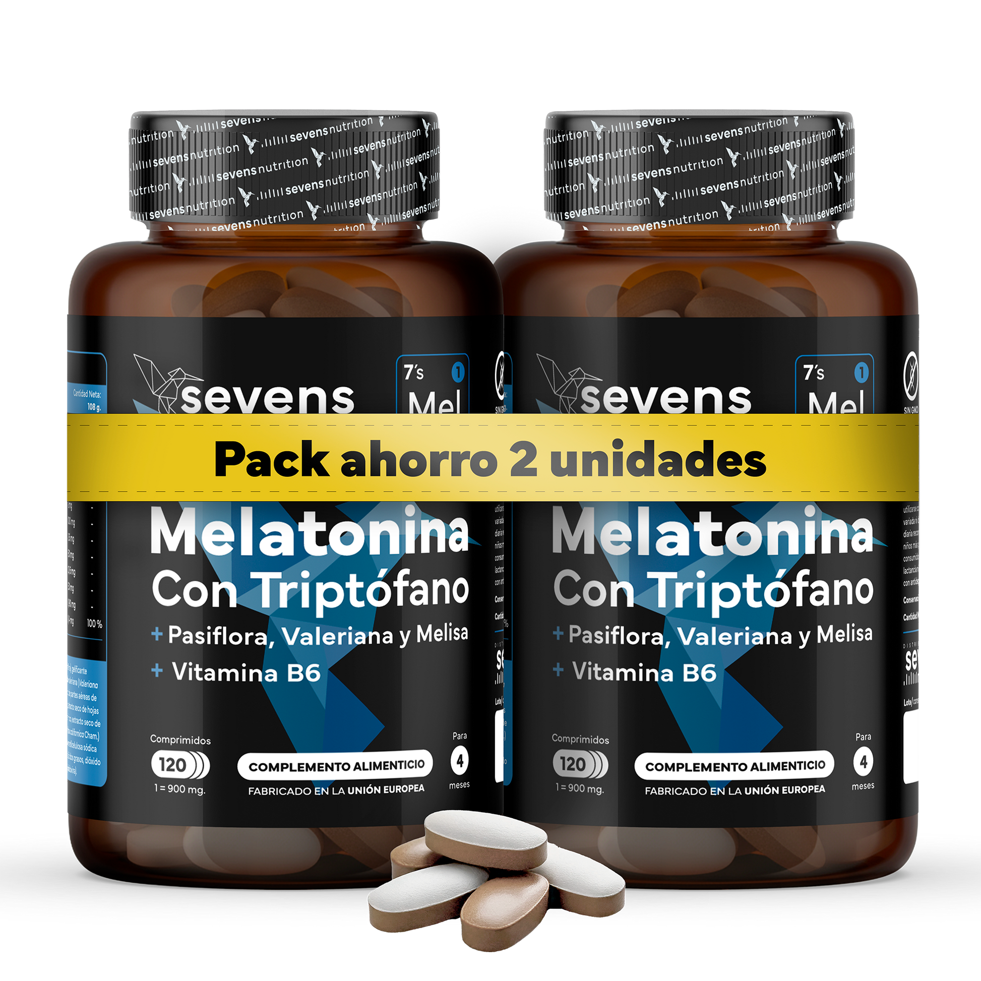 Pack 2x Melatonina Con Triptófano Sevens Nutrition. Mejora El Sueño._0