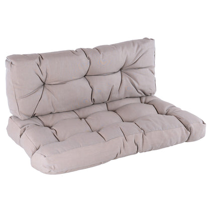 Cojines Para Palets, Cojín De Asiento 80x120x16 Cm + Cojín Respaldo 42x120x16 Cm, Lux Color Cappuccino, Repelente Al Agua_0