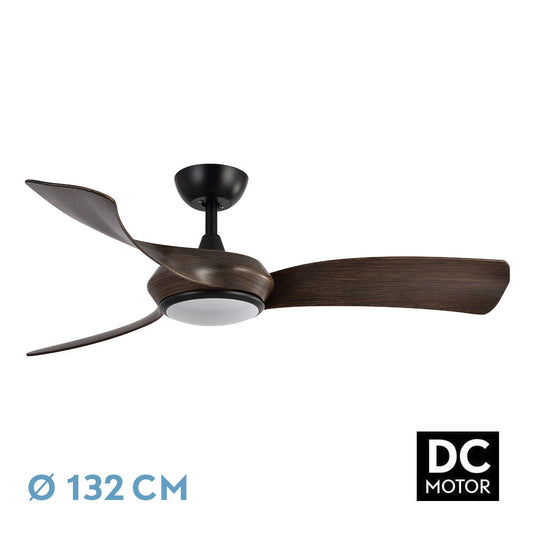 Ventilador Dc Cerdeña 30w 2950lm Negro/roble 3 Aspas 3000k-6000k Reg. Intensidad C/remoto, Timer, Mem._0