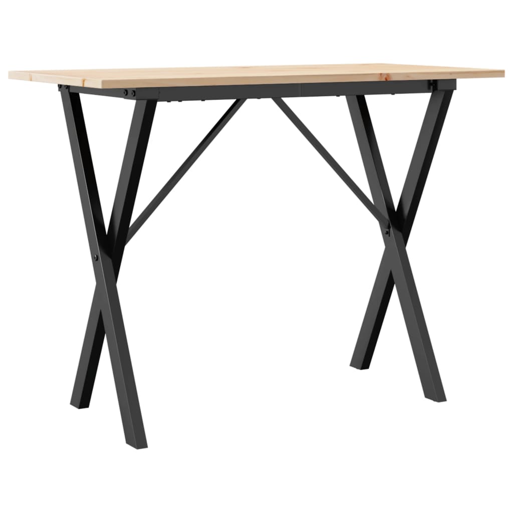 Mesa De Comedor Marco X Madera Maciza Pino Y Acero 100x50x75cm_0