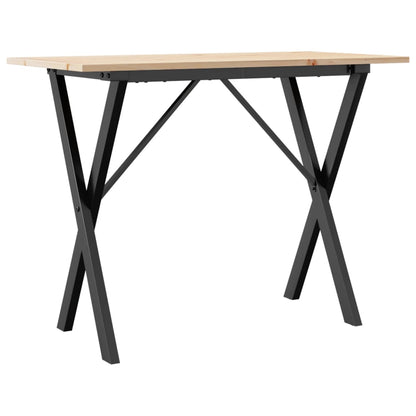 Mesa De Comedor Marco X Madera Maciza Pino Y Acero 100x50x75cm_0