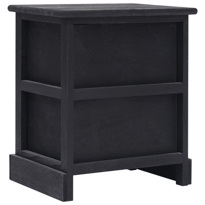 Mesita De Noche Madera De Paulownia Negro 38x28x45 Cm_2