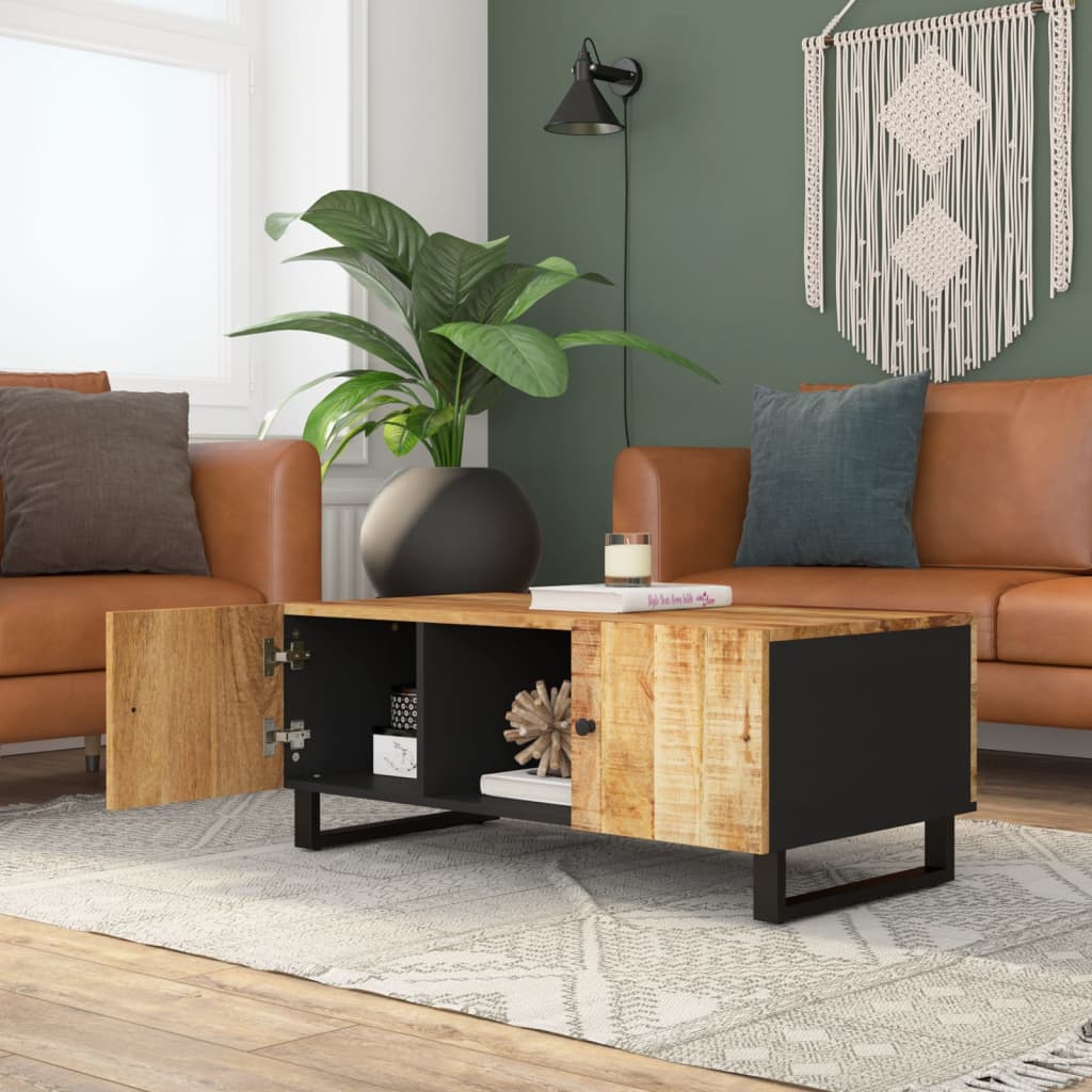 Mesa De Centro Madera Maciza Mango Y Contrachapada 100x54x40 Cm_1
