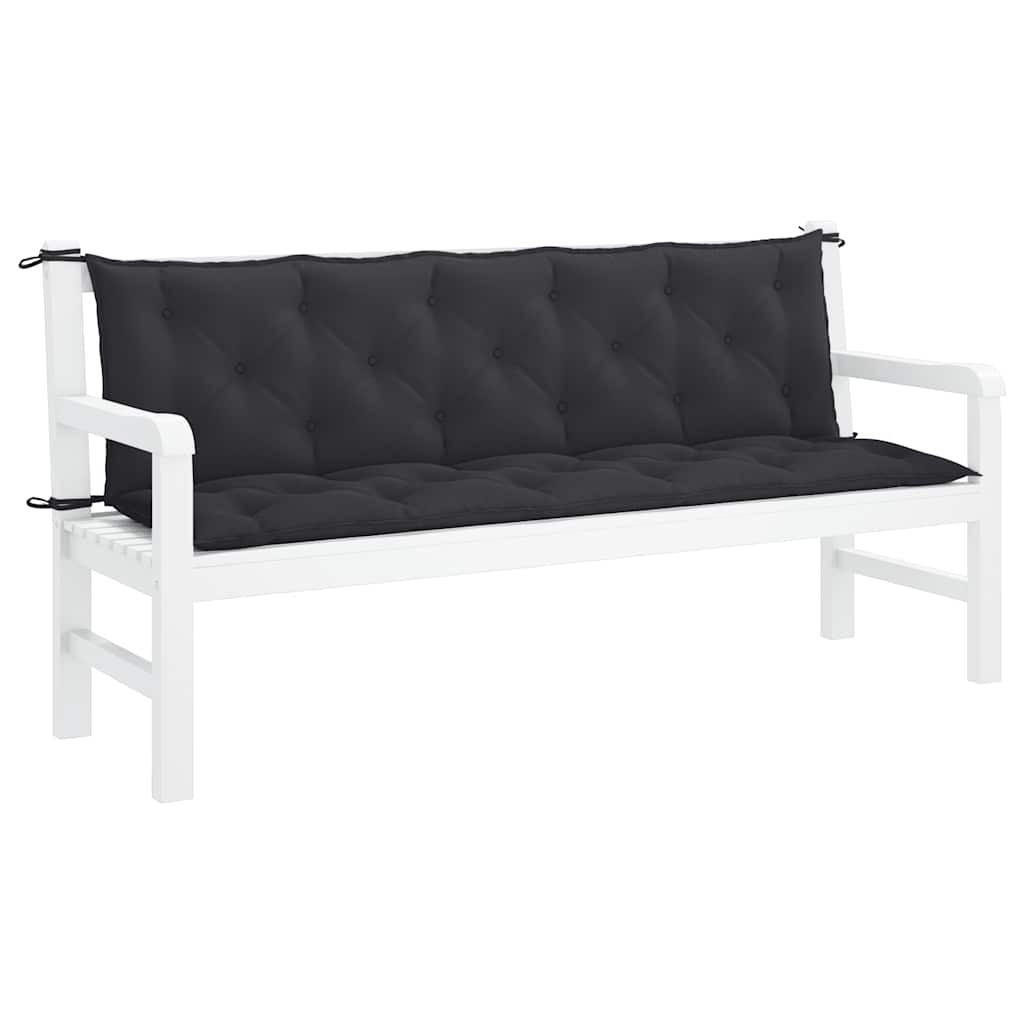 Vidaxl Cojín De Banco De Jardín Tela Oxford Negro 180x(50+50)x7 Cm_3